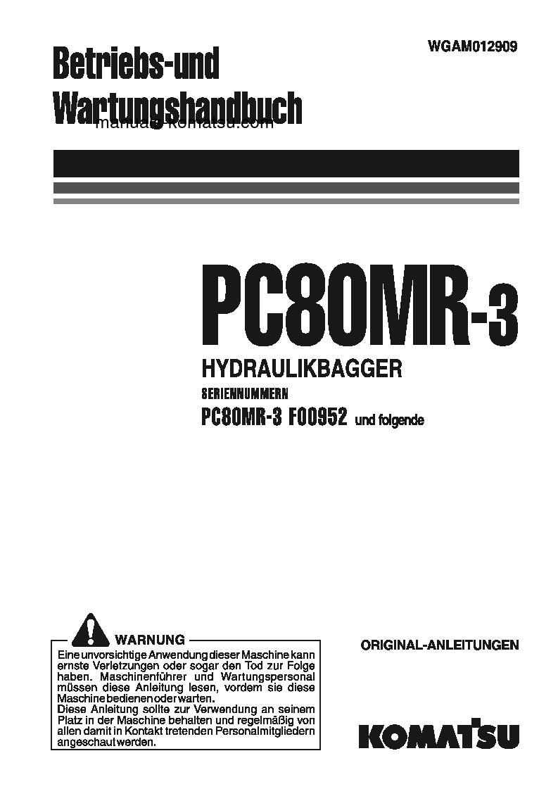 PC80MR-3(ITA) S/N F00952-UP Operation manual (German)