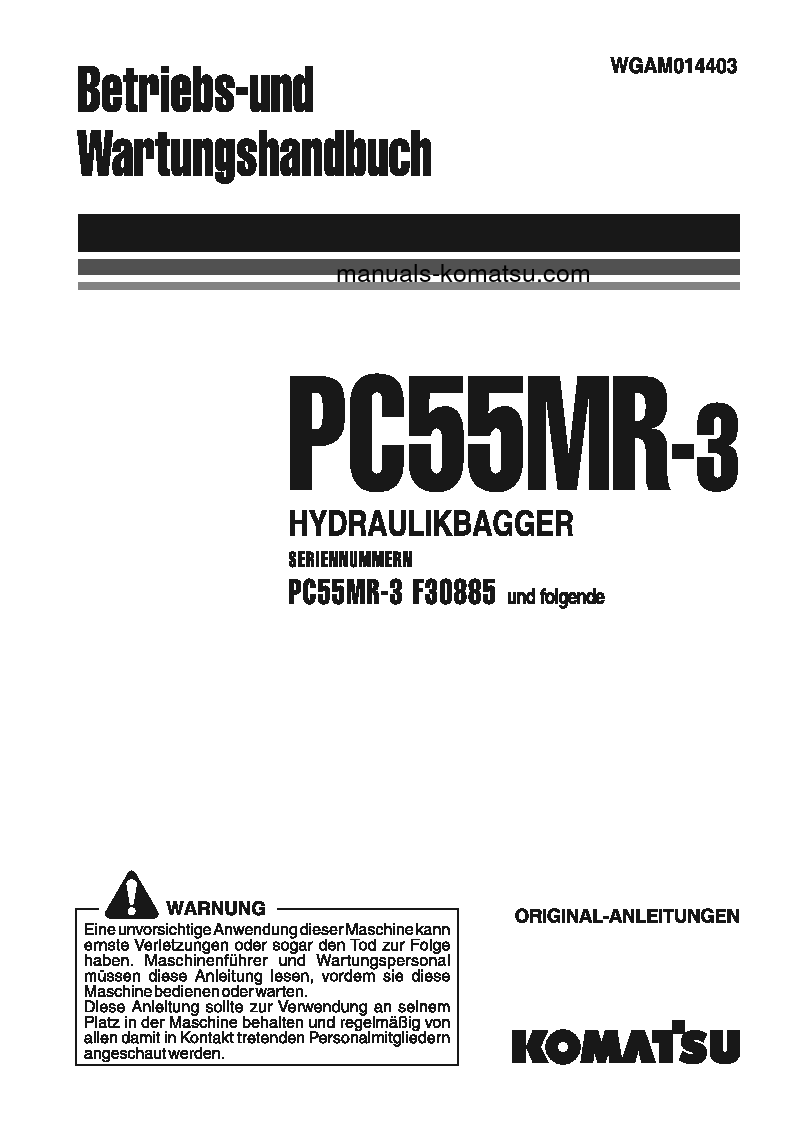 PC55MR-3(ITA) S/N F30885-UP Operation manual (German)