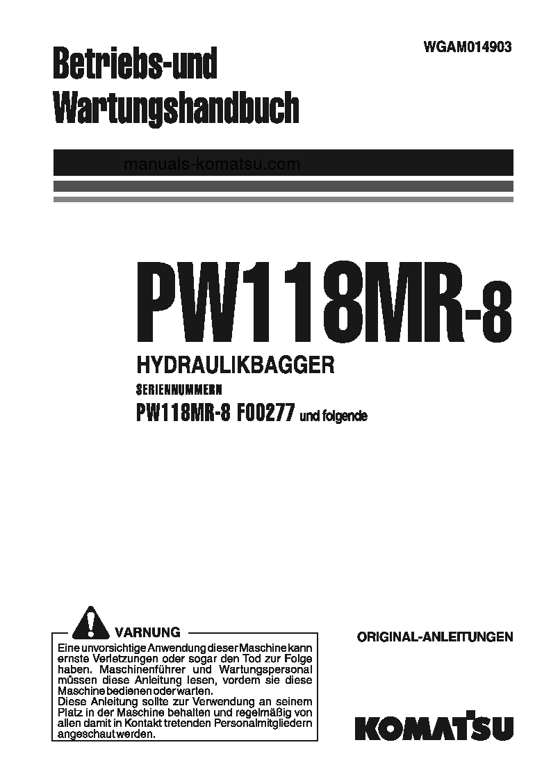PW118MR-8(ITA) S/N F00277-UP Operation manual (German)