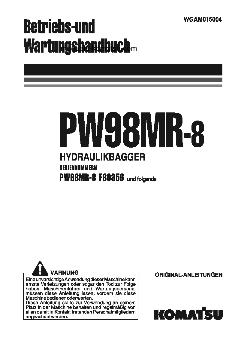 PW98MR-8(ITA) S/N F80356-UP Operation manual (German)