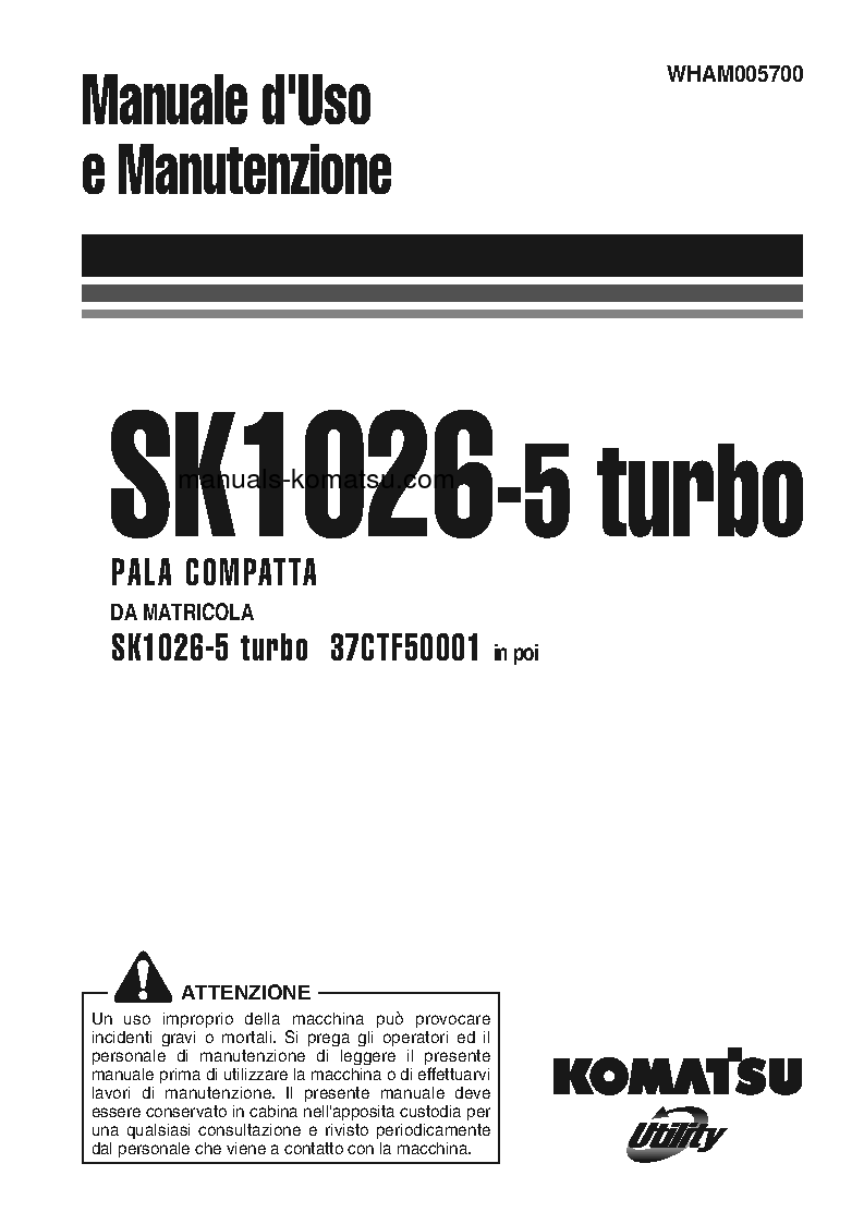 SK1026-5(ITA) S/N 37CTF50001-37CTF50018 Operation manual (Italian)