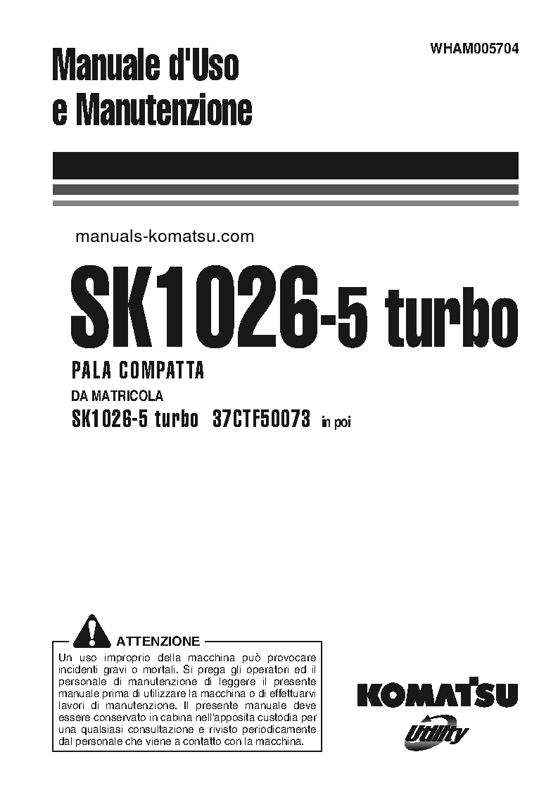 SK1026-5(ITA) S/N 37CTF50073-37CTF50082 Operation manual (Italian)