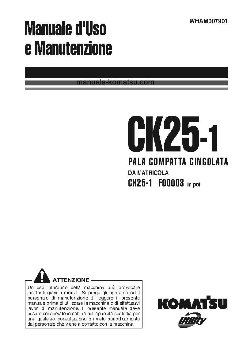 CK25-1(ITA) S/N F00003-F00070 Operation manual (Italian)