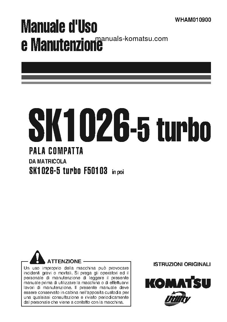 SK1026-5(ITA)-TURBO S/N F50103-UP Operation manual (Italian)