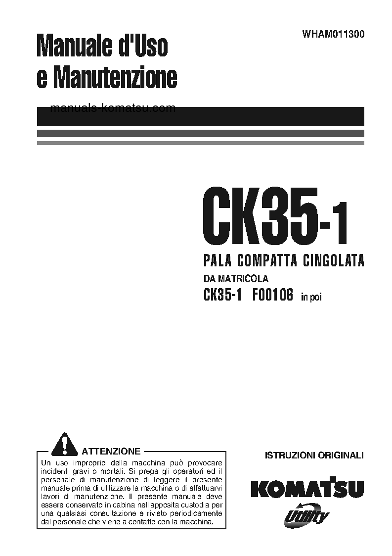 CK35-1(ITA) S/N F00106-UP Operation manual (Italian)