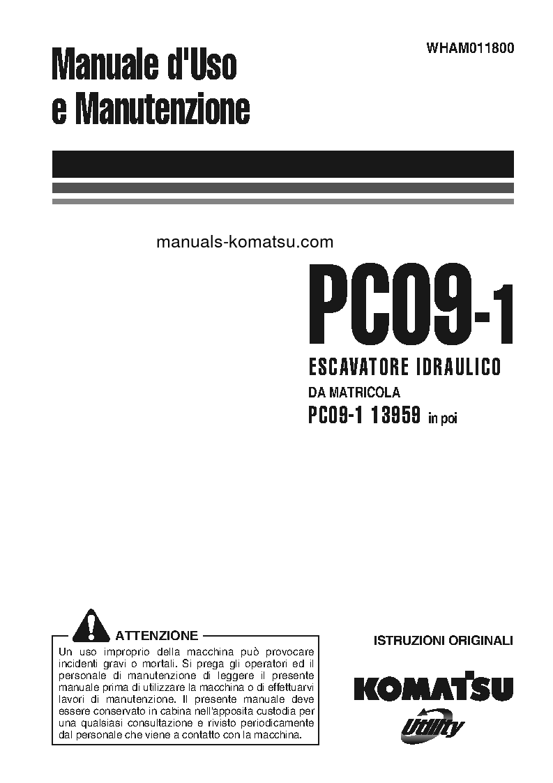 PC09-1(ITA) S/N 13959-UP Operation manual (Italian)