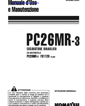 PC26MR-3(ITA) S/N F31129-UP Operation manual (Italian)