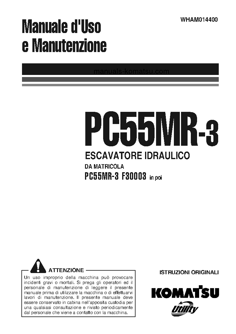 PC55MR-3(ITA) S/N F30003-UP Operation manual (Italian)