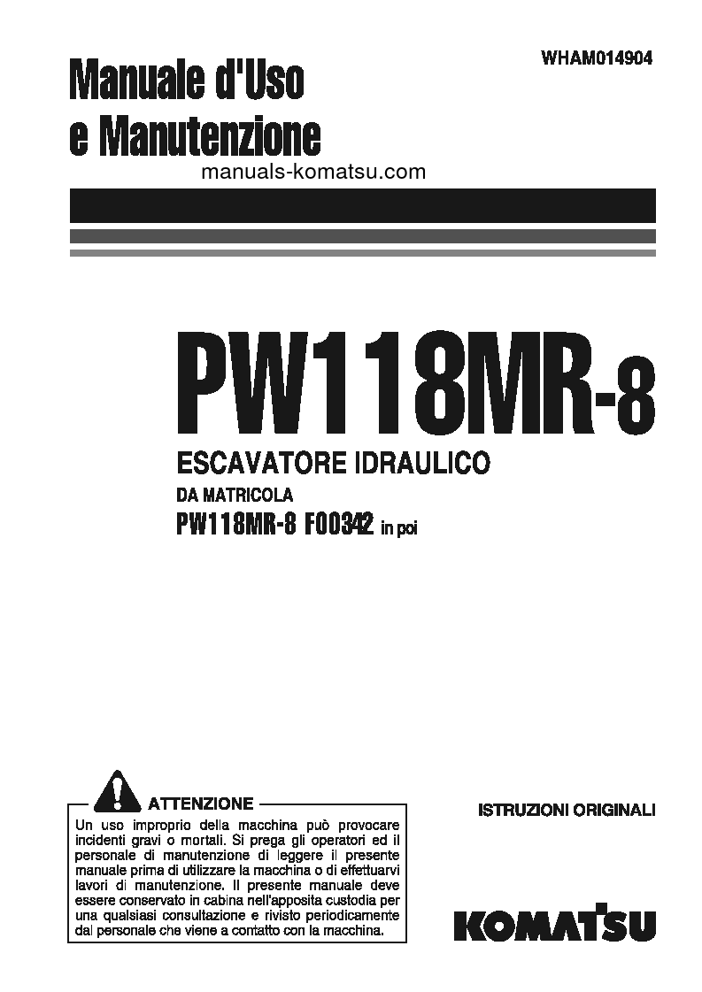 PW118MR-8(ITA) S/N F00342-UP Operation manual (Italian)