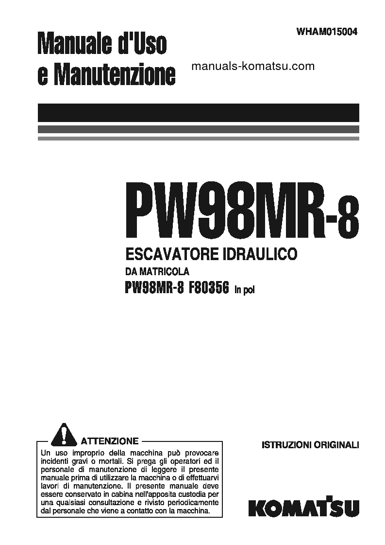 PW98MR-8(ITA) S/N F80356-UP Operation manual (Italian)