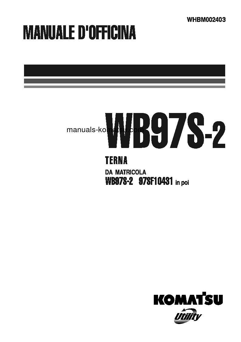 WB97S-2(ITA) S/N 97SF10431-97SF11204 Shop (repair) manual (English)