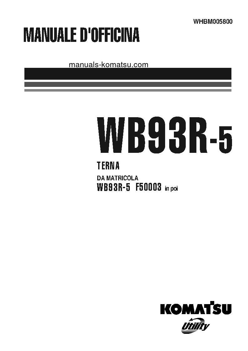 WB93R-5(ITA) S/N F50003-UP Shop (repair) manual (Italian)
