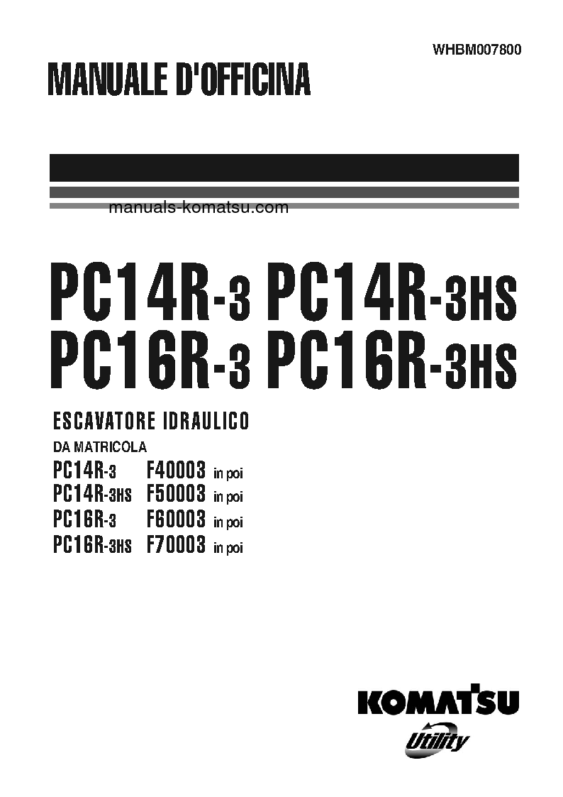 PC14R-3(ITA) S/N F50003-UP Shop (repair) manual (Italian)