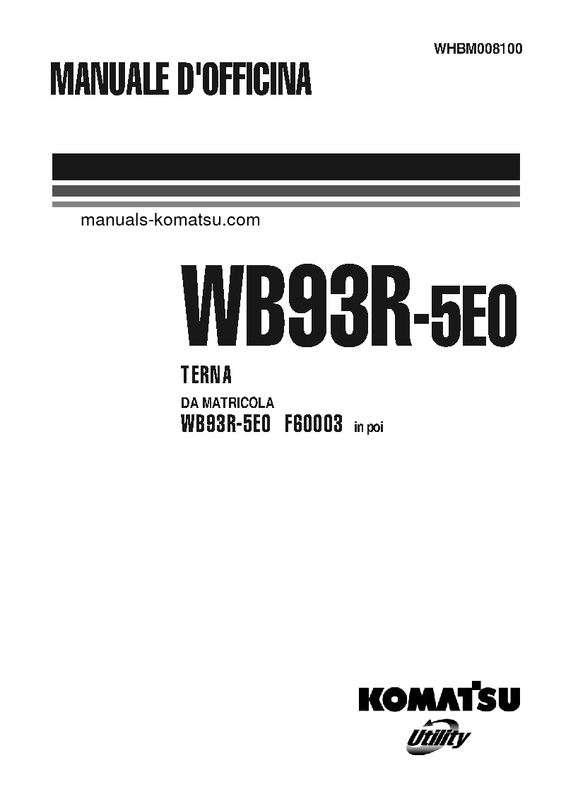 WB93R-5(ITA)-TIER 3 S/N F60003-UP Shop (repair) manual (Italian)
