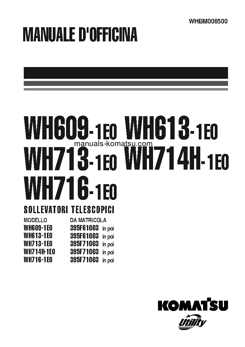 WH716-1(ITA)-TIER 3 S/N 395F71003-UP Shop (repair) manual (Italian)