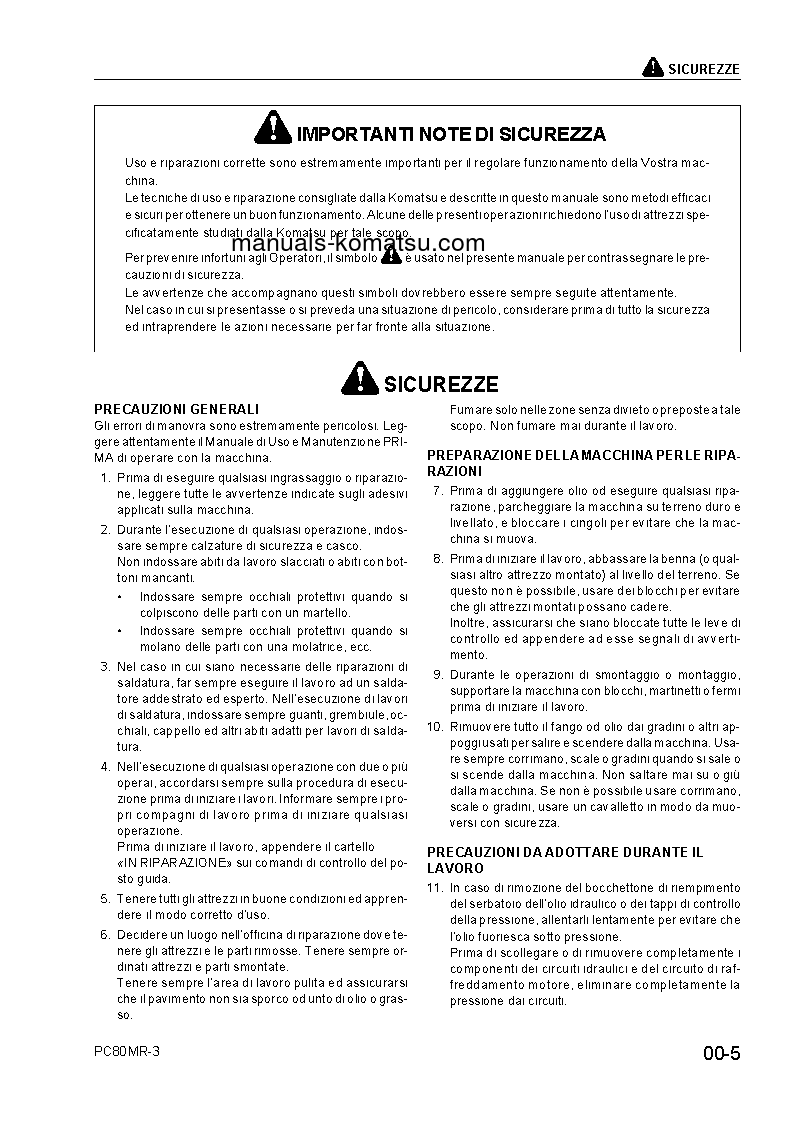 Protected: PC80MR-3(ITA) S/N F00003-UP Shop (repair) manual (Italian)