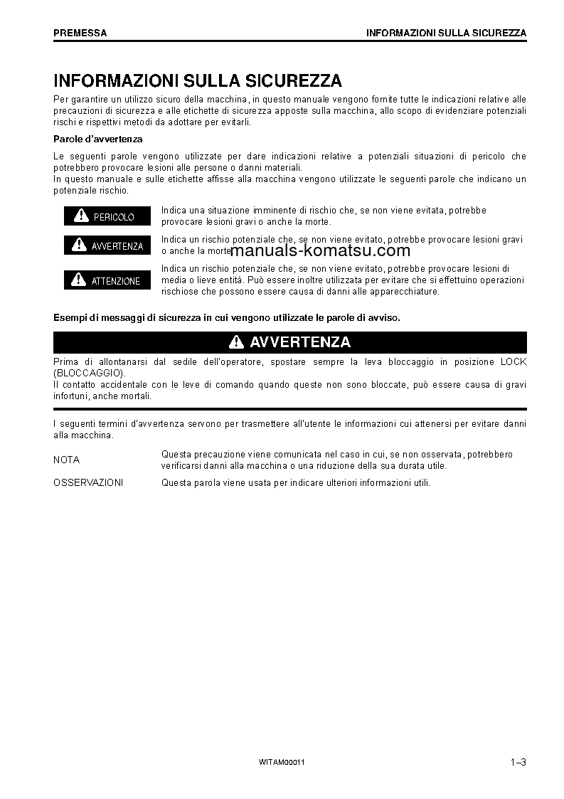 Protected: PC138US-10(ITA) S/N 40001-UP Operation manual (Italian)