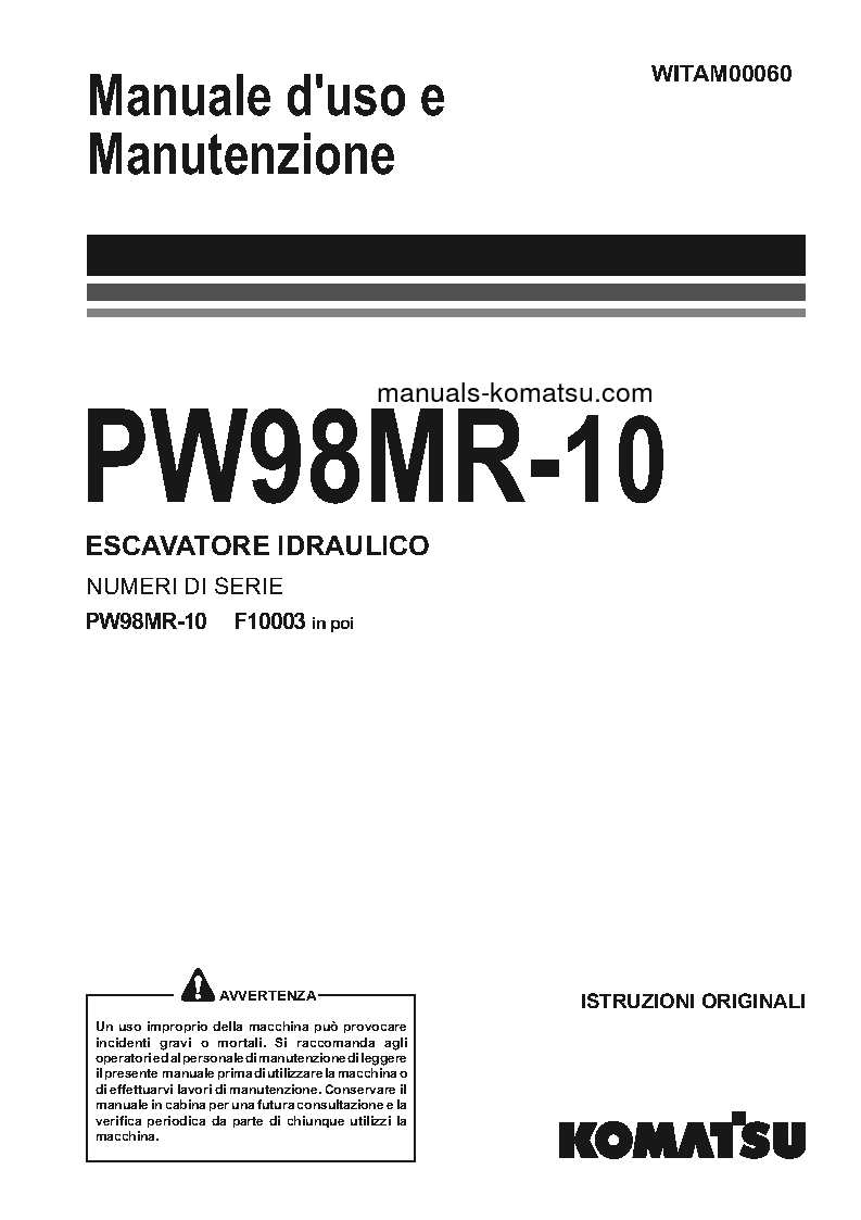 PW98MR-10(ITA) S/N F10003-UP Operation manual (Italian)