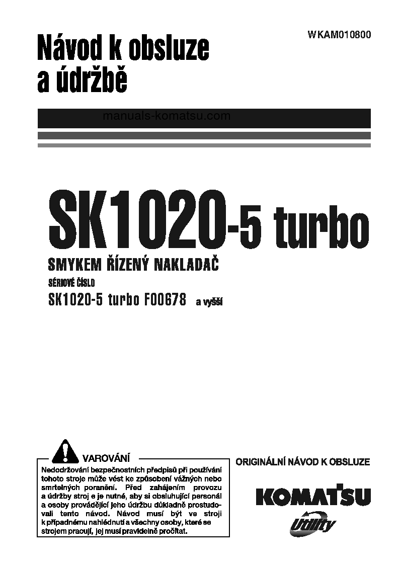 SK1020-5(ITA)-TURBO S/N F00678-UP Operation manual (Czech)