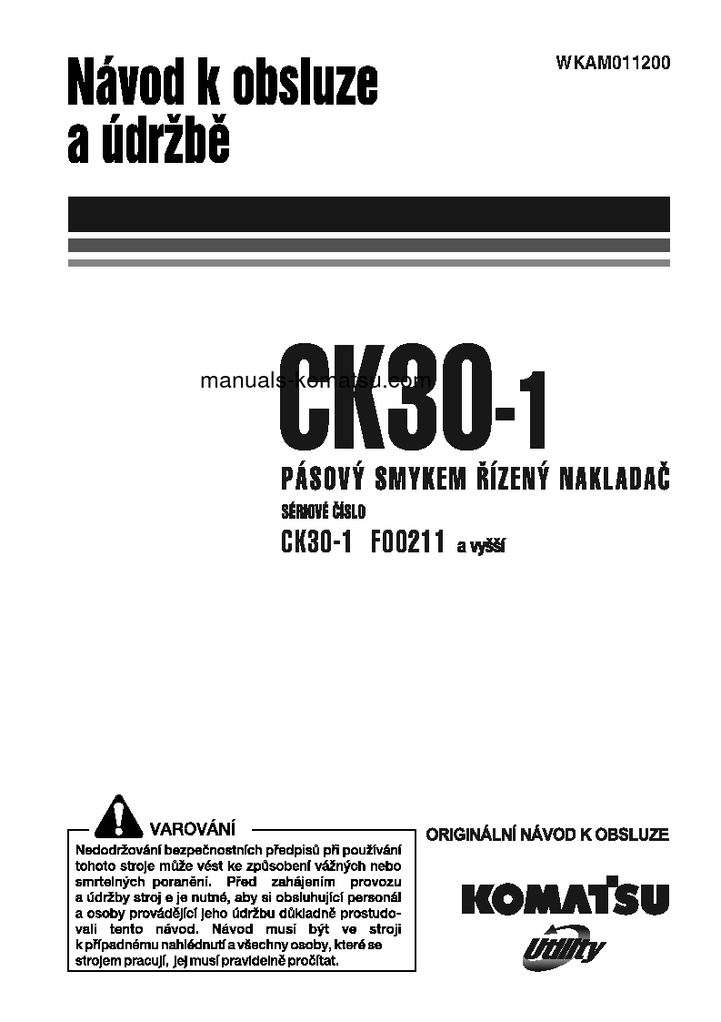 CK30-1(ITA) S/N F00211-UP Operation manual (Czech)