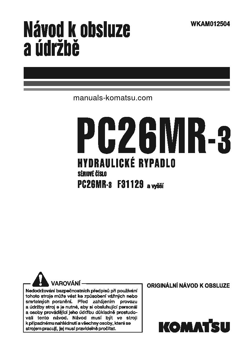PC26MR-3(ITA) S/N F31129-UP Operation manual (Czech)