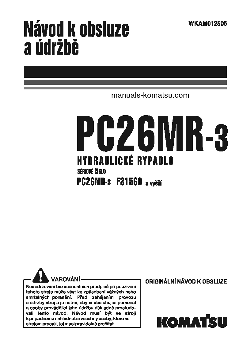 PC26MR-3(ITA) S/N F31560-UP Operation manual (Czech)