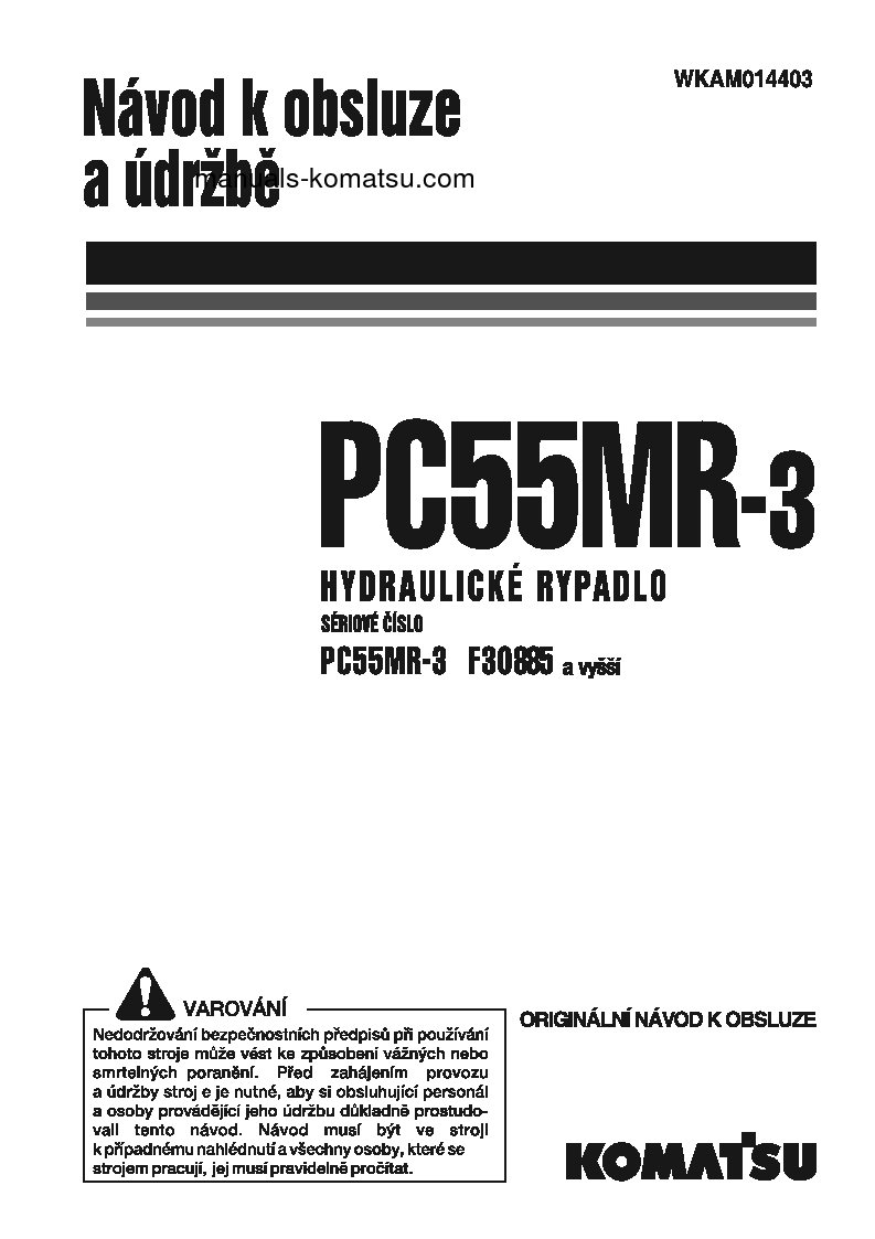 PC55MR-3(ITA) S/N F30885-UP Operation manual (Czech)