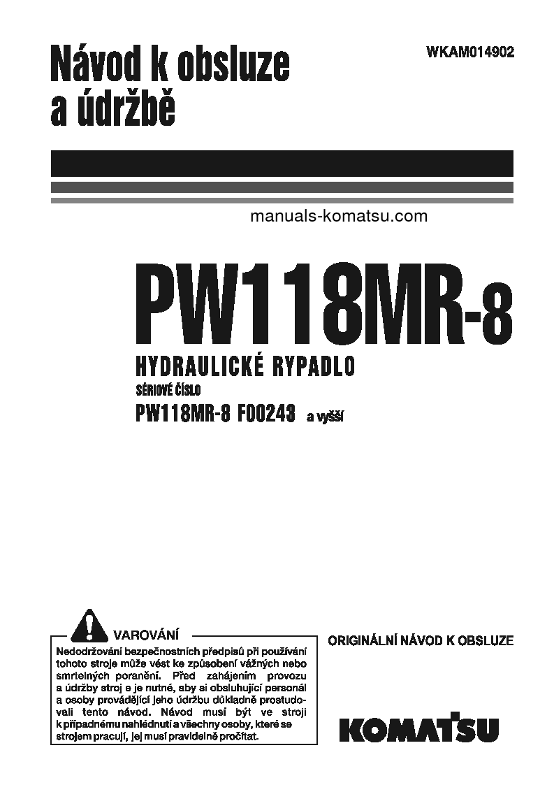 PW118MR-8(ITA) S/N F00243-UP Operation manual (Czech)