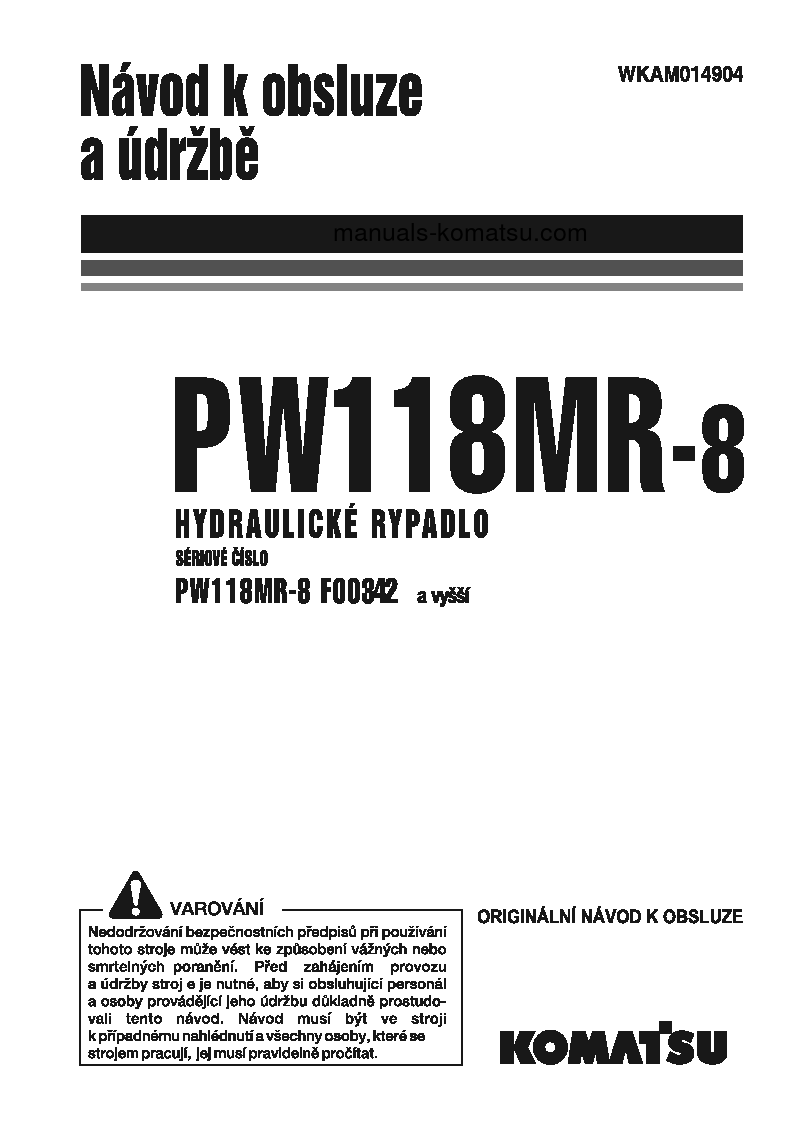 PW118MR-8(ITA) S/N F00342-UP Operation manual (Czech)