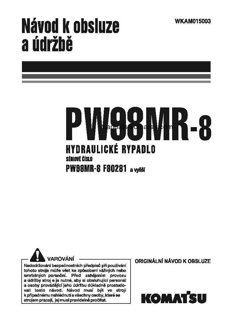 PW98MR-8(ITA) S/N F80281-UP Operation manual (Czech)