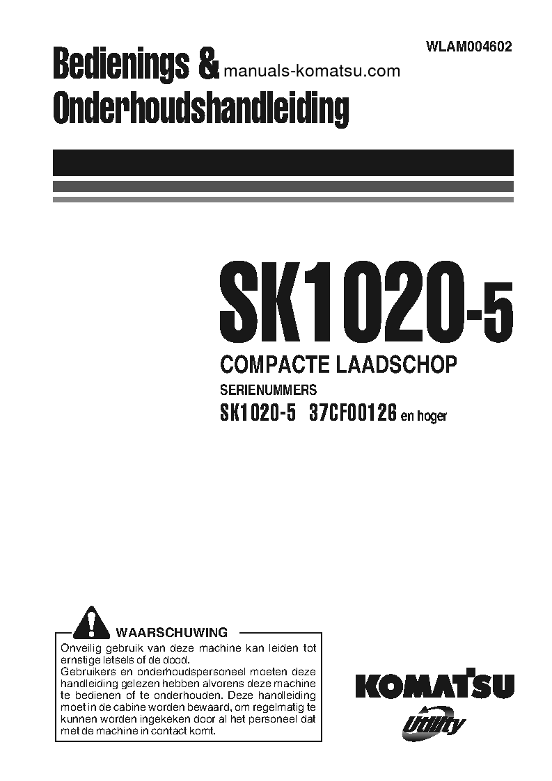 SK1020-5(ITA) S/N 37CF00126-37CF00137 Operation manual (Dutch)