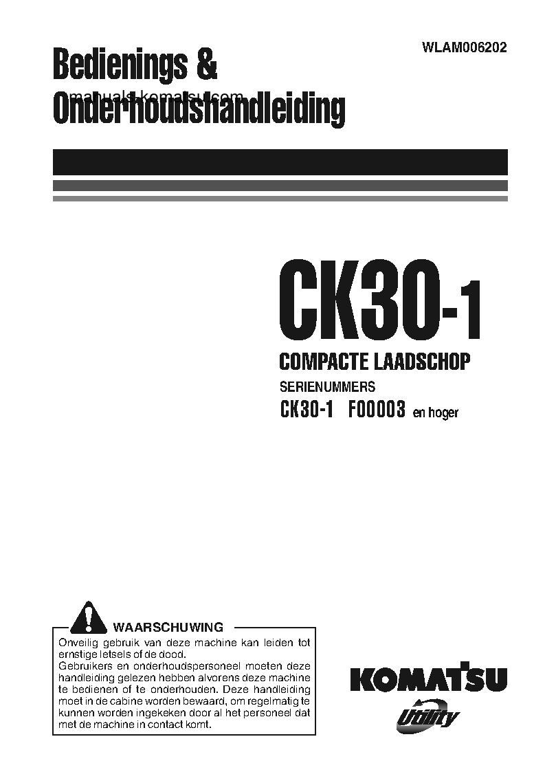 CK30-1(ITA) S/N F00003-F00187 Operation manual (Dutch)