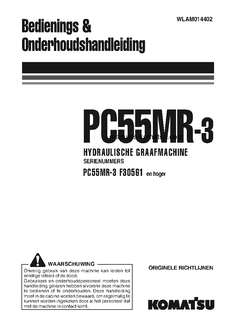 PC55MR-3(ITA) S/N F30561-UP Operation manual (Dutch)