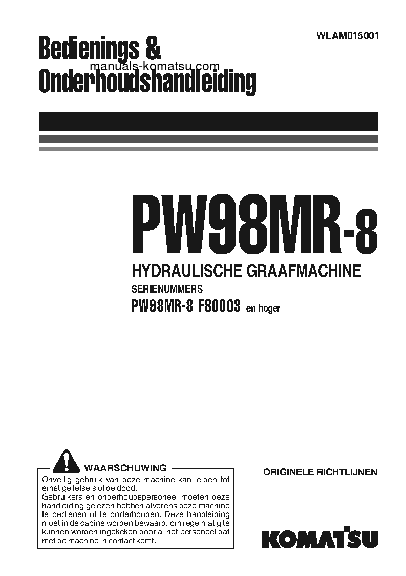 PW98MR-8(ITA) S/N F80003-UP Operation manual (Dutch)