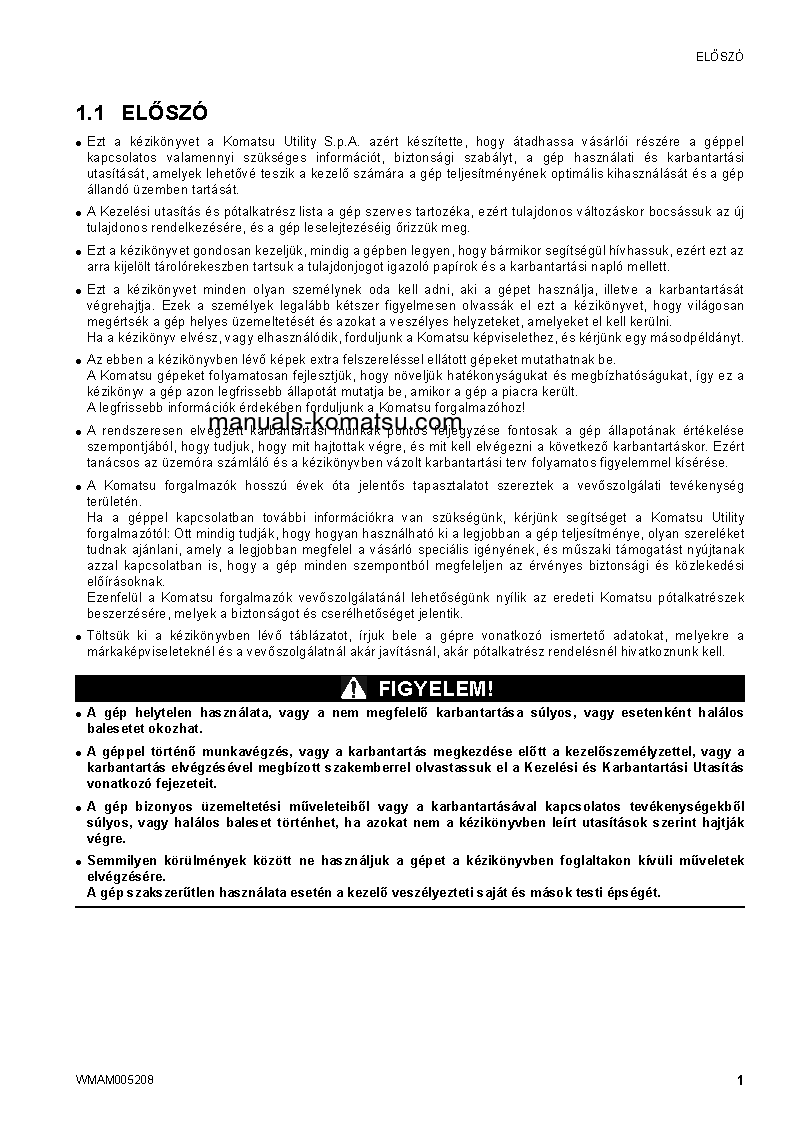 Protected: SK1020-5(ITA)-TURBO S/N 37CTF00655-UP Operation manual (Hungarian)