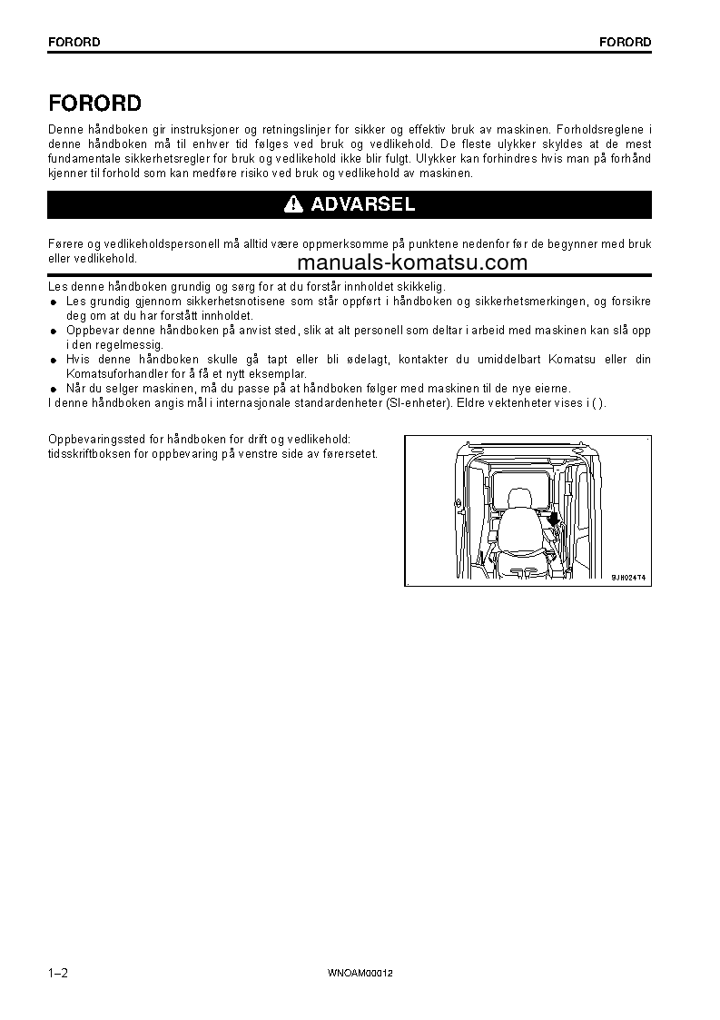 Protected: PC138US-10(ITA) S/N F40154-UP Operation manual (Norwegian)