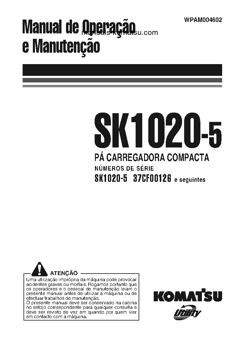 SK1020-5(ITA) S/N 37CF00126-37CF00137 Operation manual (Portuguese)