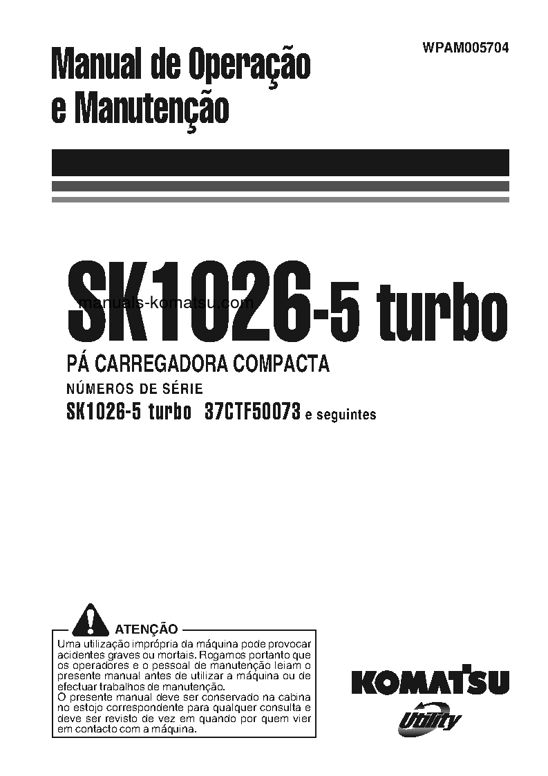 SK1026-5(ITA) S/N 37CTF50073-37CTF50082 Operation manual (Portuguese)