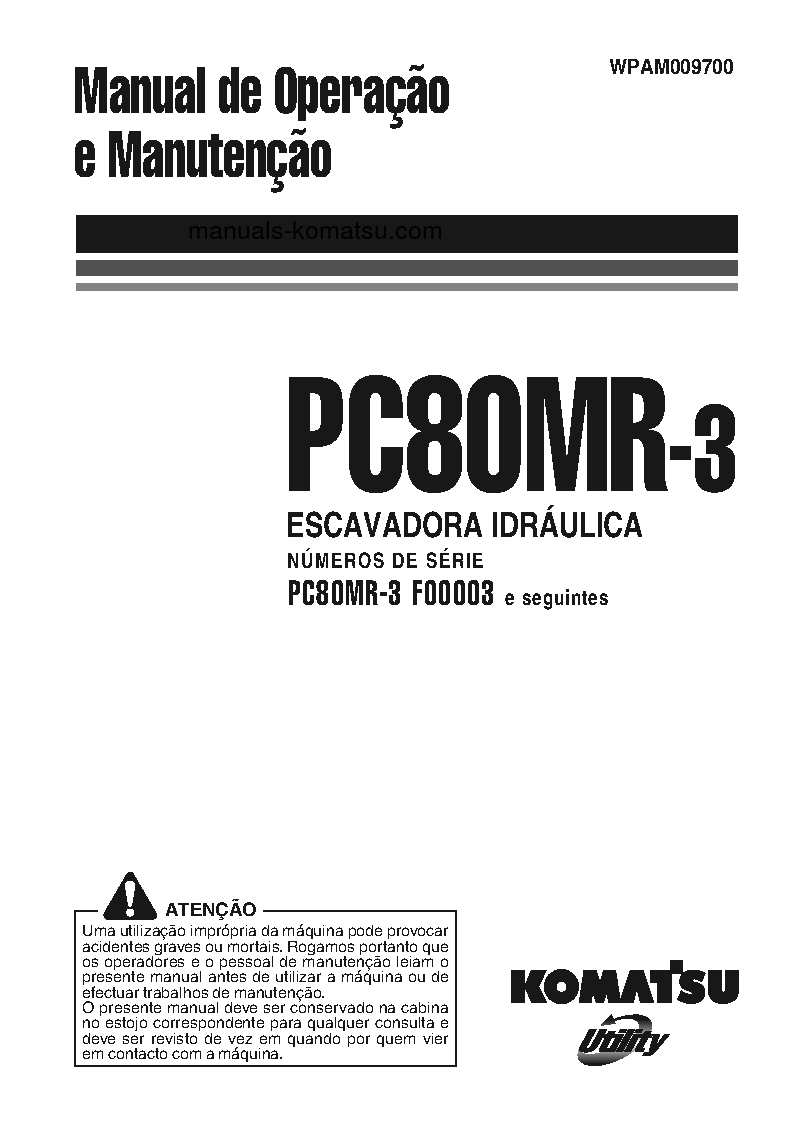 PC80MR-3(ITA) S/N F00003-UP Operation manual (Portuguese)