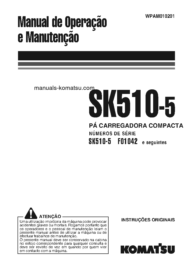 SK510-5(ITA) S/N F01042-UP Operation manual (Portuguese)