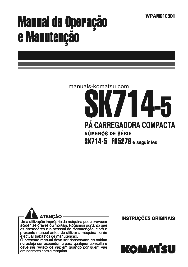 SK714-5(ITA)-/ S/N F05278-UP Operation manual (Portuguese)
