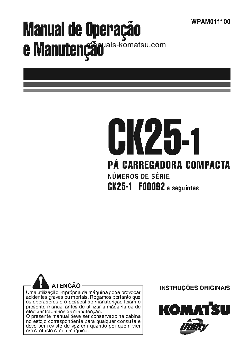 CK25-1(ITA) S/N F00092-UP Operation manual (Portuguese)