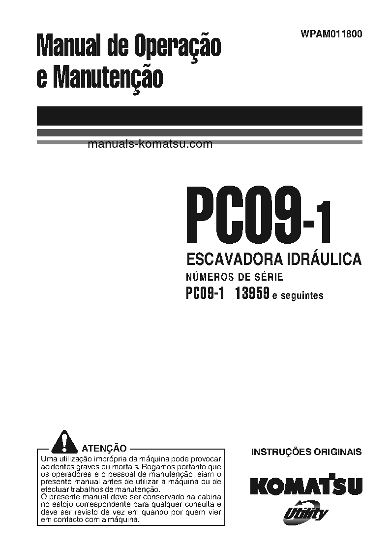 PC09-1(ITA) S/N 13959-UP Operation manual (Portuguese)