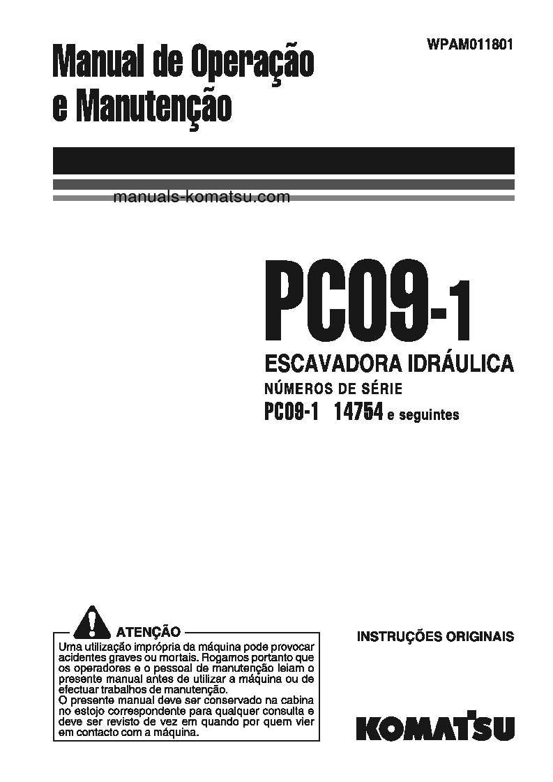 PC09-1(ITA) S/N 14754-UP Operation manual (Portuguese)