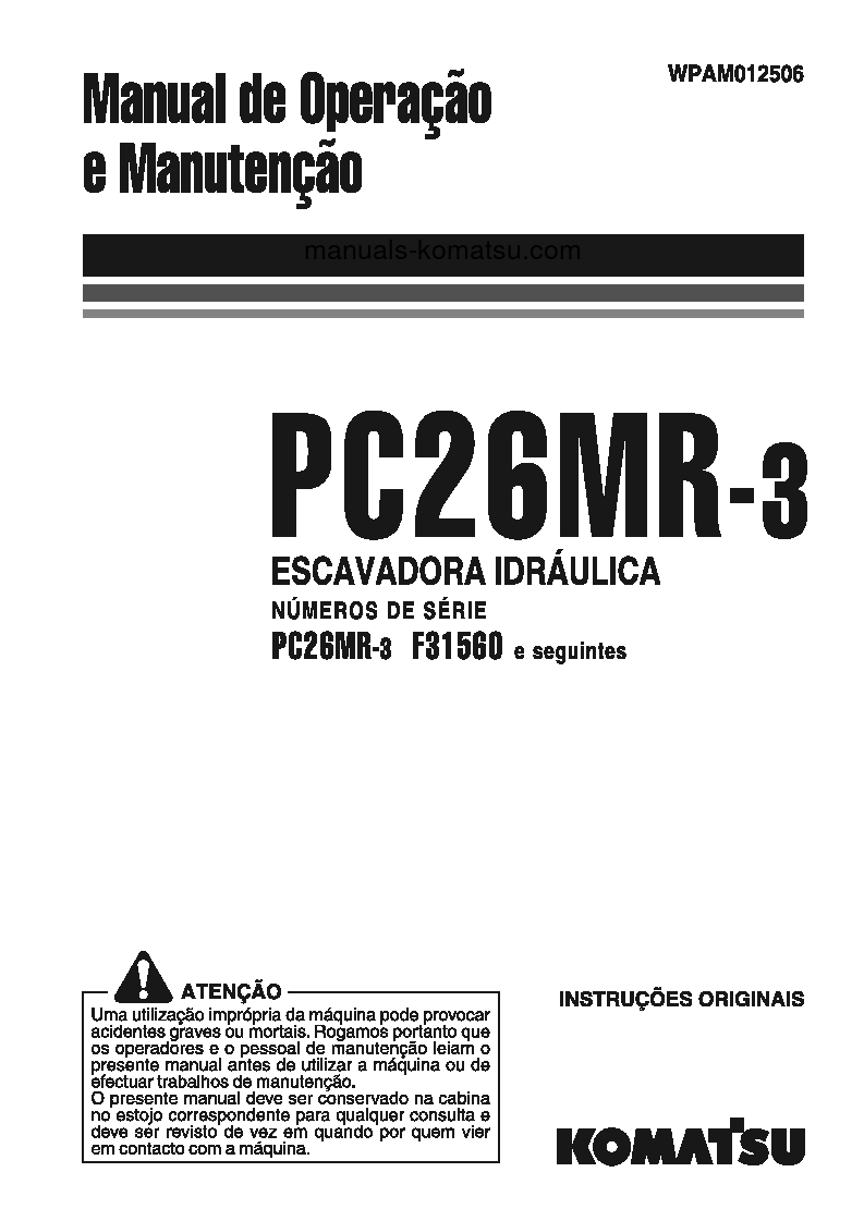 PC26MR-3(ITA) S/N F31560-UP Operation manual (Portuguese)