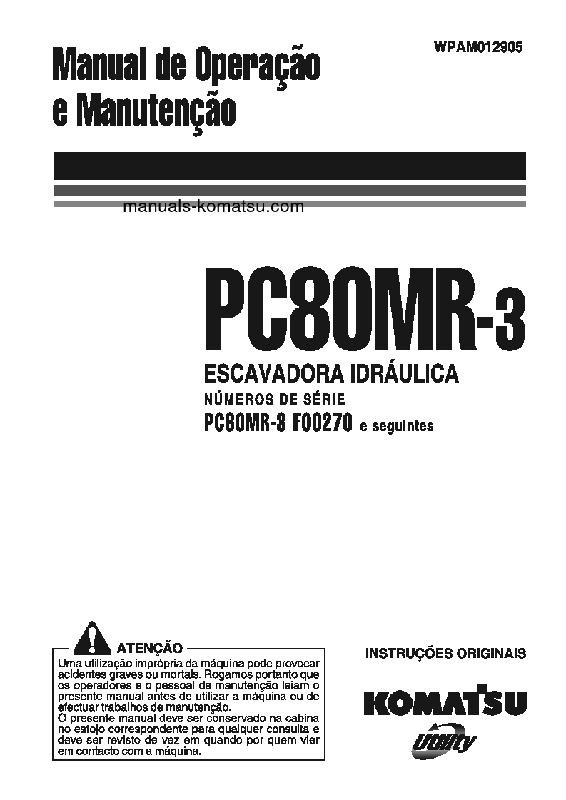 PC80MR-3(ITA) S/N F00270-UP Operation manual (Portuguese)