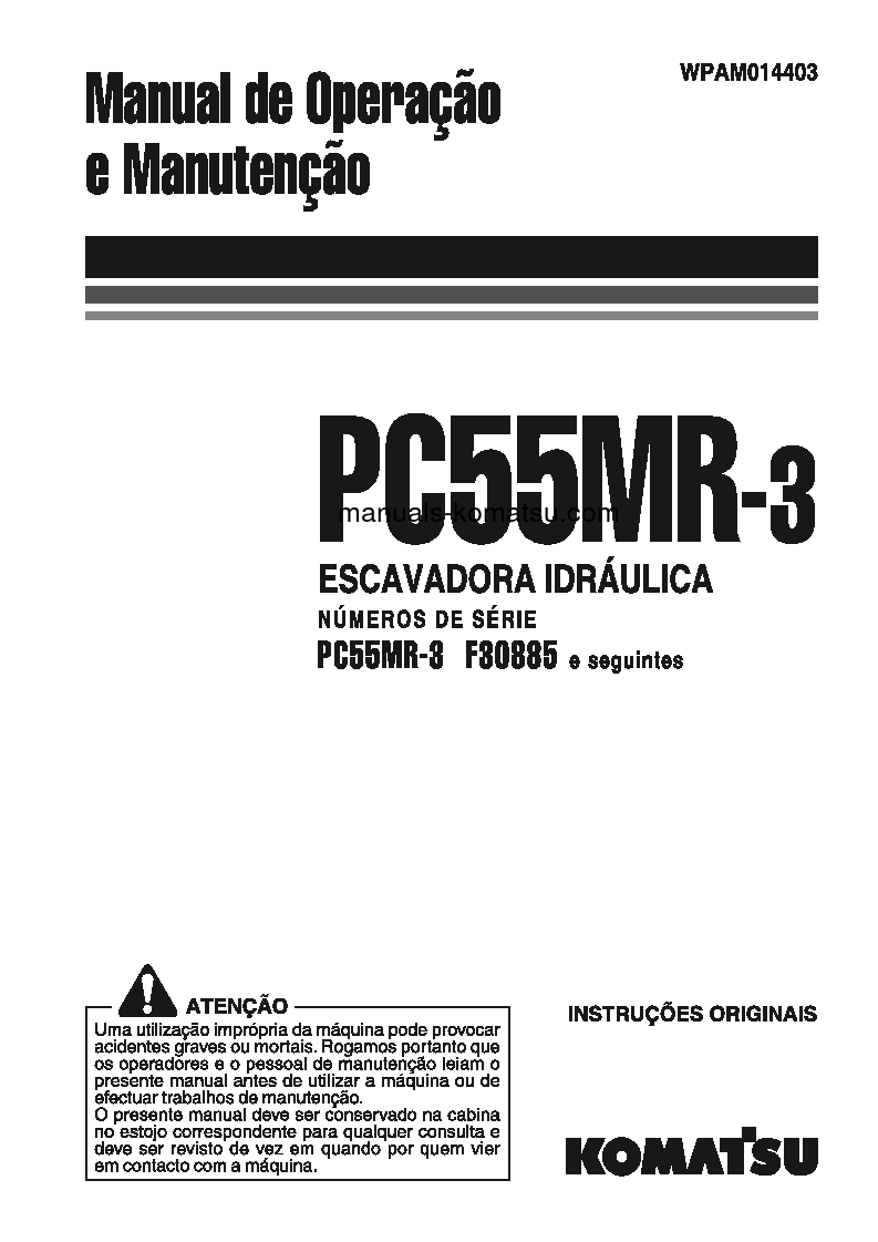 PC55MR-3(ITA) S/N F30885-UP Operation manual (Portuguese)