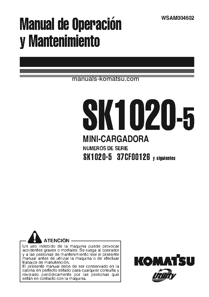 SK1020-5(ITA) S/N 37CF00126-37CF00137 Operation manual (Spanish)
