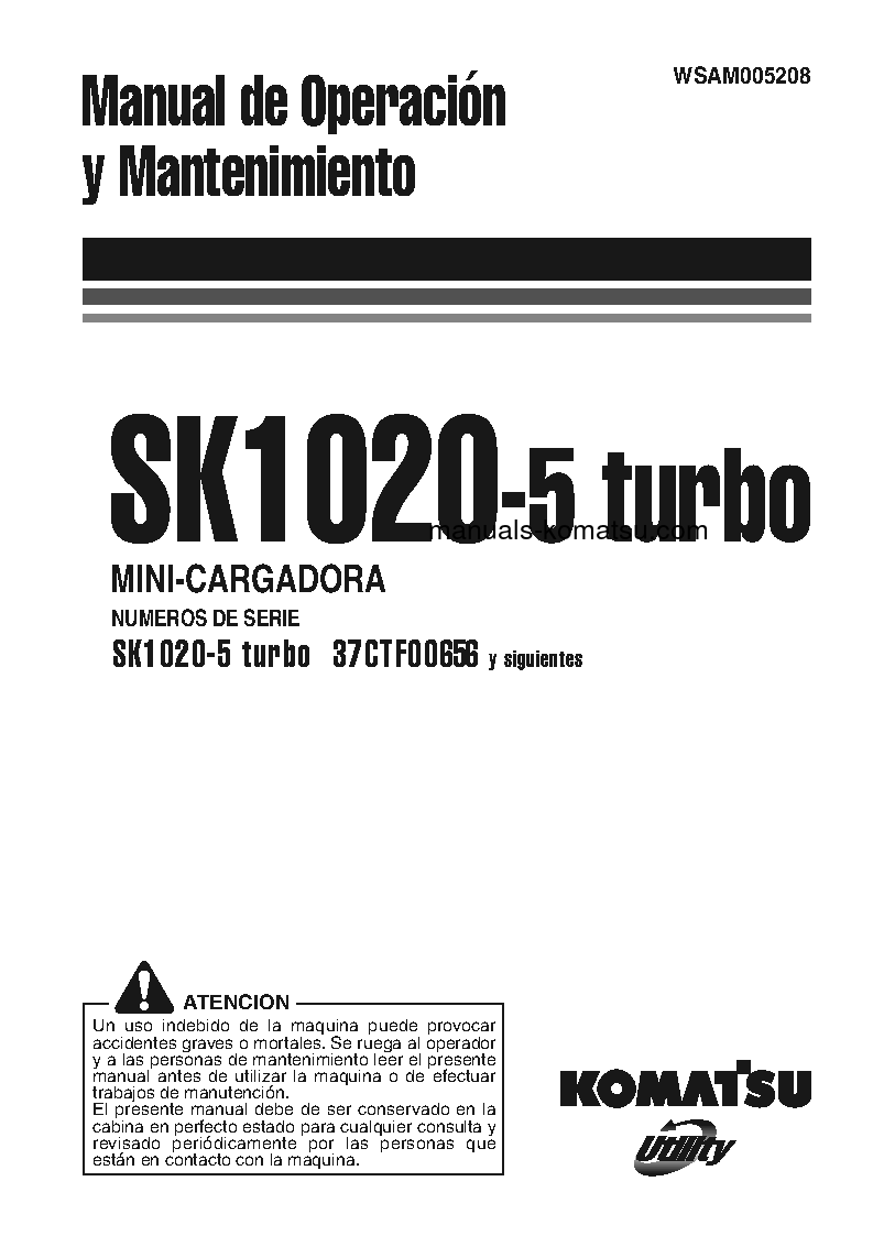 SK1020-5(ITA)-TURBO S/N 37CTF00655-UP Operation manual (Spanish)