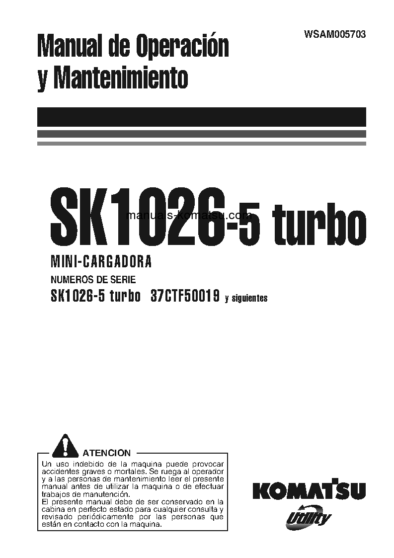 SK1026-5(ITA) S/N 37CTF50019-37CTF50072 Operation manual (Spanish)